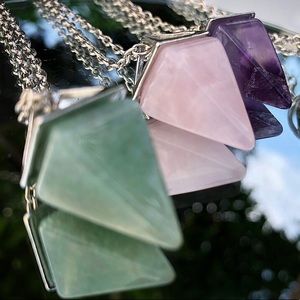 Quartz pyramid crystal necklaces